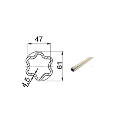 Rura zewnętrzna 1m, profil gwiazdka,  S5, W2500, G8 - 61x47-347615607