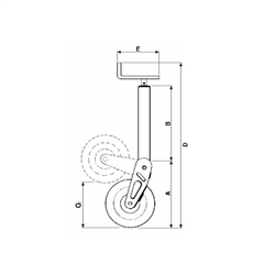 Stopa podporowa z kołem i zamkiem, 220 mm, 800 kg-347613160