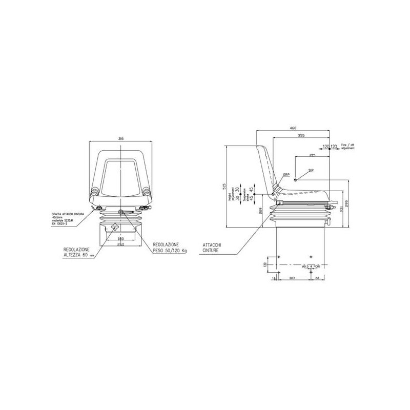 Fotel z amortyzacją mechaniczną- wąski  AMA SEAT  ISO 3776-2-347606398