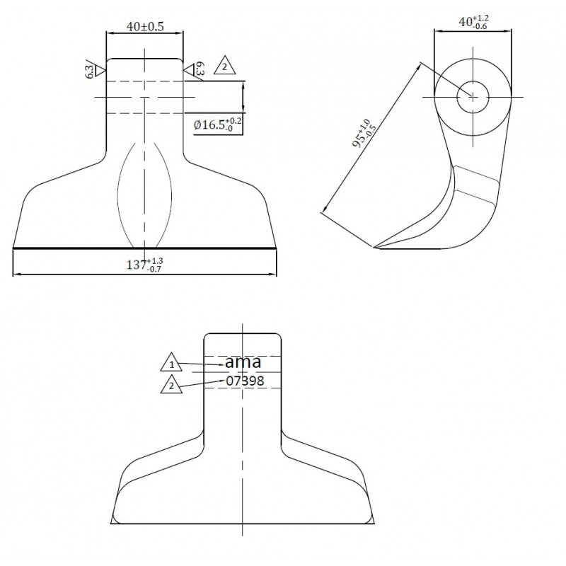 Bijak młotkowy RM30 137x40x16,5, R95 Berti, Maschio-347606538