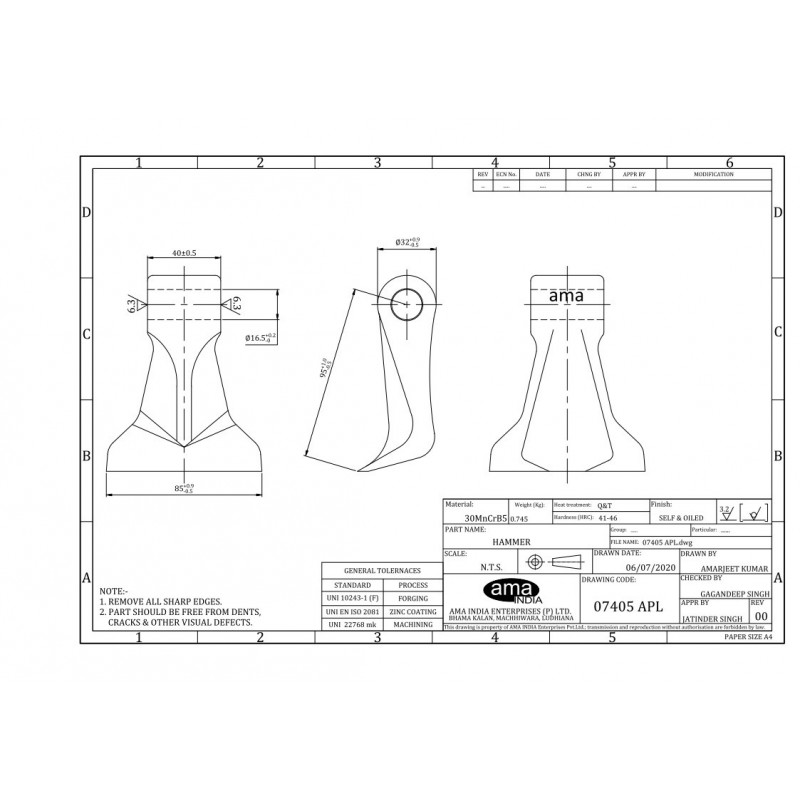 Bijak młotkowy RM33 85x40x16,5, R95-347618194