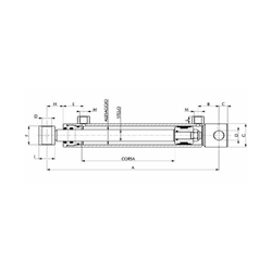 Standardowy siłownik hydrauliczny dwustronnego działania z tuleją i otworem przelotowym 60x30x200-347616704