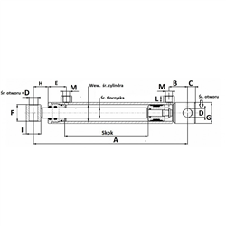 Siłownik hydrauliczny 2-stronnego działania z tuleją i otworem przelotowym 80x40x600-347616736