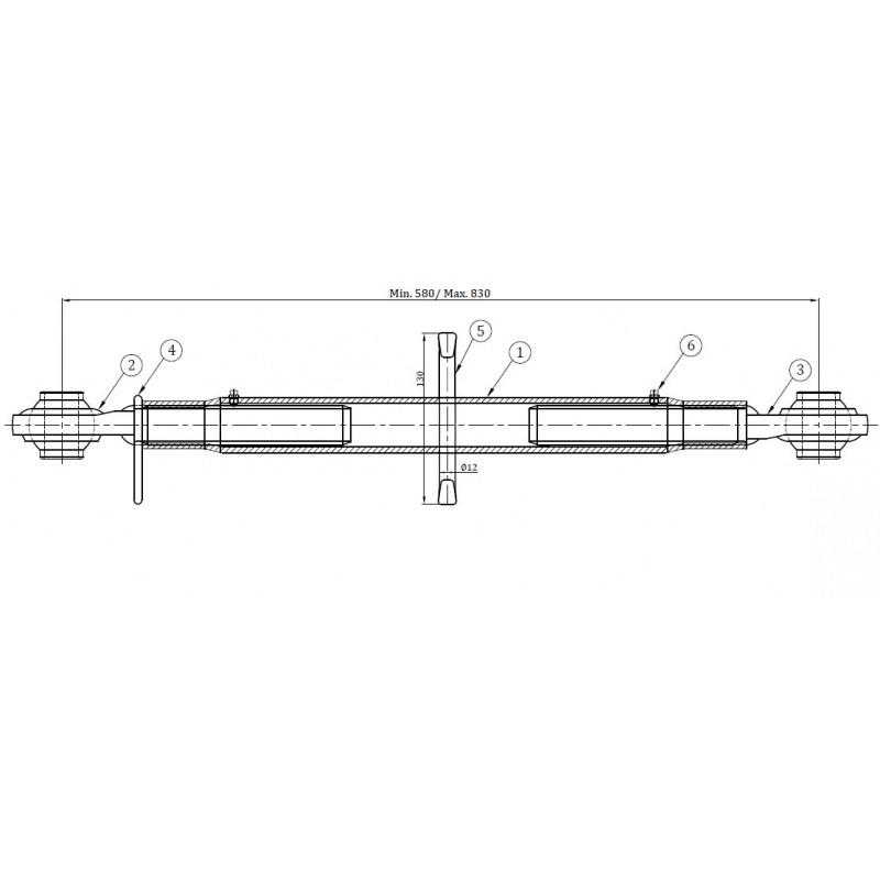Łącznik centralny kat. 2 30x3 580-830 MM, tuba 450 mm BASIC-347771700