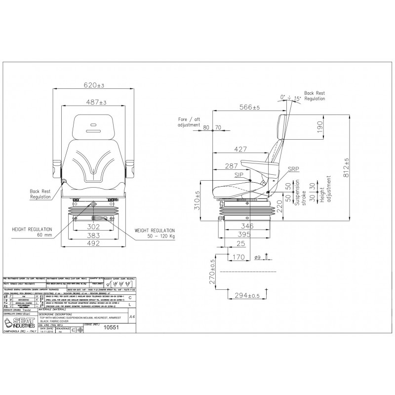 Fotel z amortyzacją mechaniczną AMA SEAT traktor 80-100HP-347606647