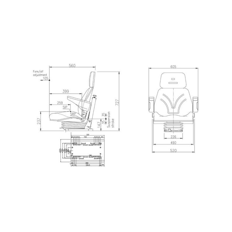 Fotel z amortyzacją mechaniczną AMA SEAT-347606649