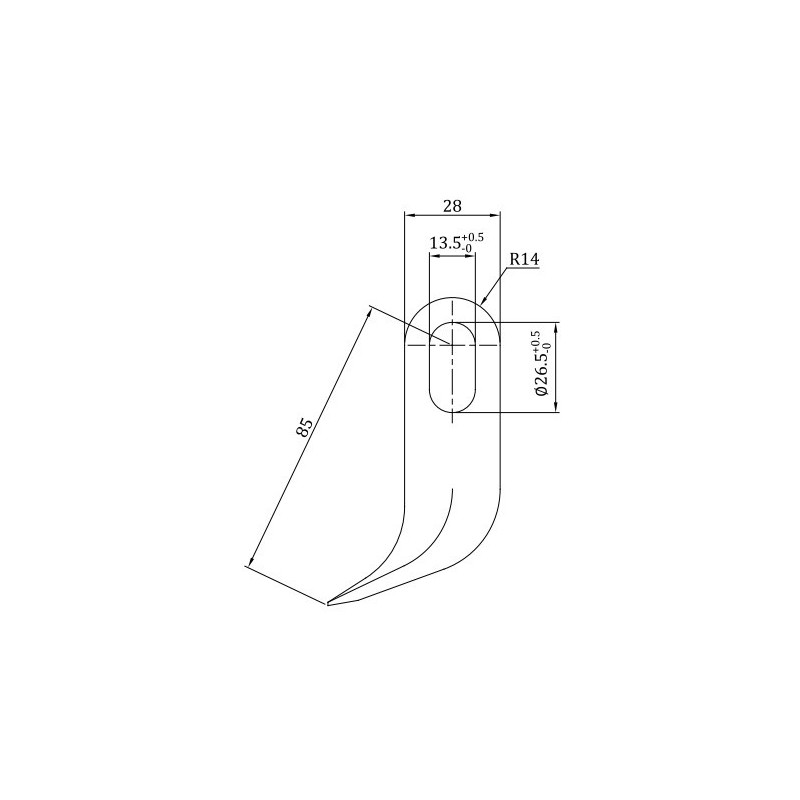 Bijak młotkowy 65x10x13,5x26,5 R85 otwór owalny  Peruzzo-347616930