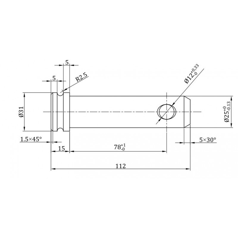 Sworzeń z łbem kat. 2, 25x78 mm-347618792