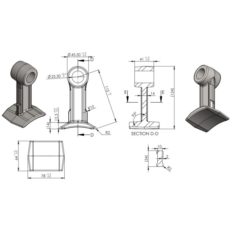 Bijak młotkowy podwójny  65x41x25,5  R115-347619304