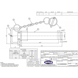 Sworzeń zaczepu z łańcuszkiem i zawleczką 38 x 192 mm-347618971