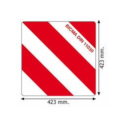 Tablica ostrzegawcza biało czerwona odblaskowa 423X423X0,8MM LEWA-347617152
