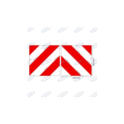 Zestaw 2 tablic ostrzegawczych biało czerwonych aluminiowych 423x423x1 MM-347617151