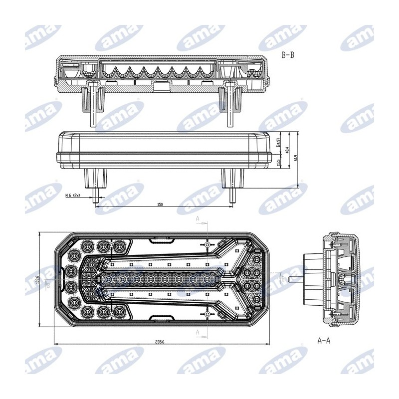 Tylna lampa wielofukcyjna LED 12-24 V z dynamiczną strzałką-347618648