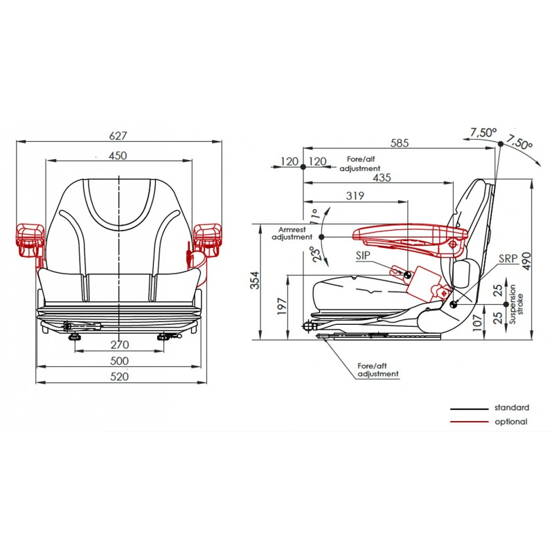 Fotel z amortyzacją mechaniczną AMA SEAT traktor-347610415