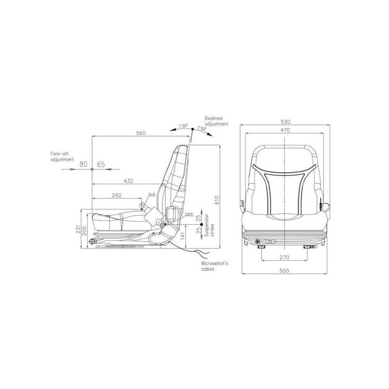 Fotel z amortyzacją mechaniczną AMA SEAT-347610417
