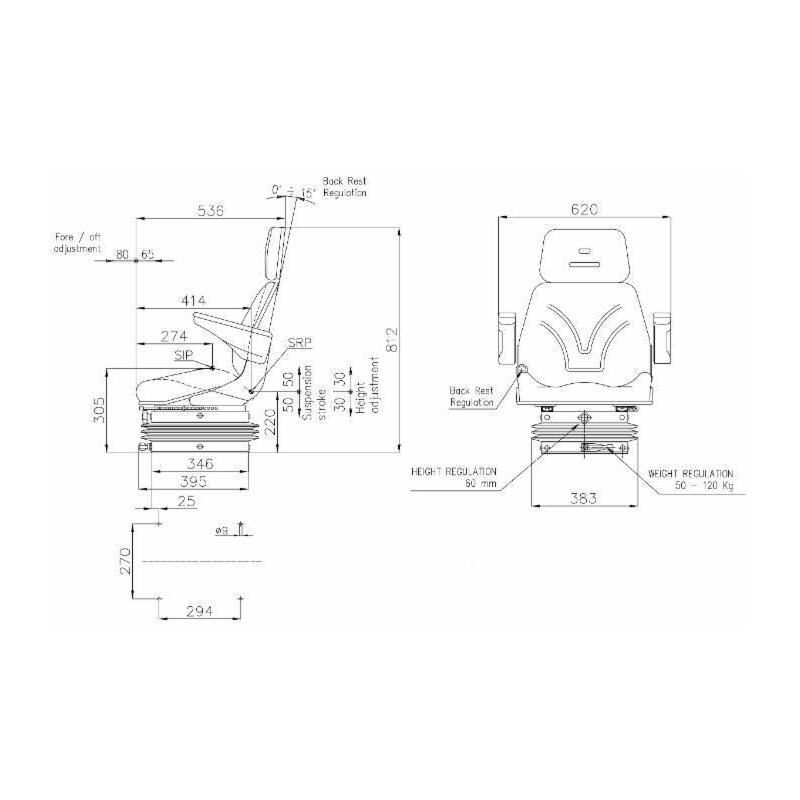 Fotel z amortyzacją mechaniczną AMA SEAT-347620848