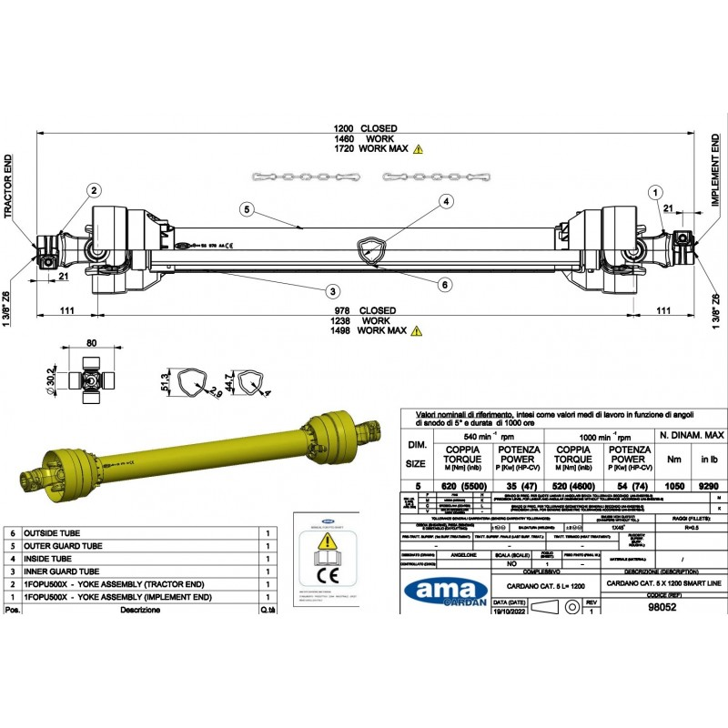 Wał uniwersalny L800, 620Nm  SMART LINE BLACK-347910746