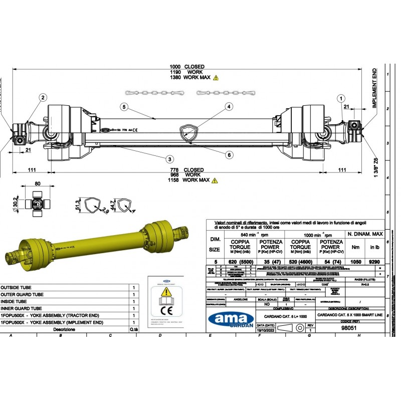 Wał uniwersalny SMART LINE  L1000, 620Nm-347619407