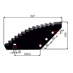 Nóż do paszowozu 560x215x6, uniwersalny, wzmocniony, otwór 19,5mm-347616092