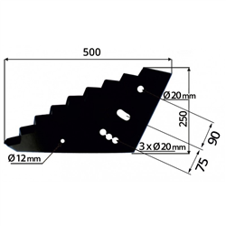 Nóż do paszowozu 500x8 mm, Sano, Mayer wzmocniony zamiennik średnica otworu 20 mm-347616963