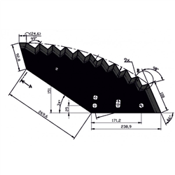 Nóż do paszowozu 541x8 mm, Kongskilde, duży JF-STOLL - wzmociniony - zamiennik-347617051