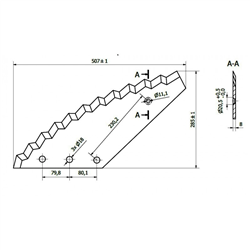 Nóż do paszowozu 555x8 mm, STRAUTMANN  - zamiennik,średnica otworu 18mm NAPAWANY-347618080