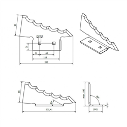Nóż do paszowozu 240x92x60x5 mm, Keenan prawy-wzmocniony - zamiennik (703955) ,średnica otworu 11mm-347618215