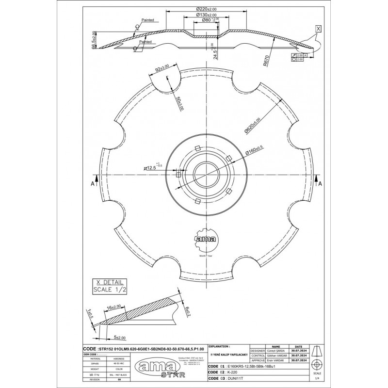 Talerz typu LEMKEN, 620 mm, grubość 6 mm, RUBIN 9-347620297