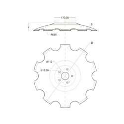 Talerz typu AGROMET, 610 mm, otwór 61 mm, grubość 6 mm-347612881