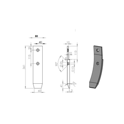 Dłuto grządzieli Kockerling 2 otworowe, 80x20 - zamiennik-347619030