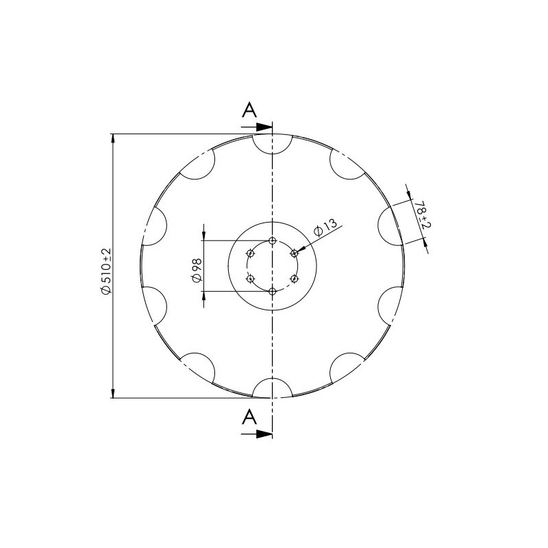 Talerz 510 pod piastę 6-otworową, grubość 4 mm-347617090