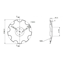 Talerz typu LEMKEN, 560 mm, grubość 4 mm,-347616271