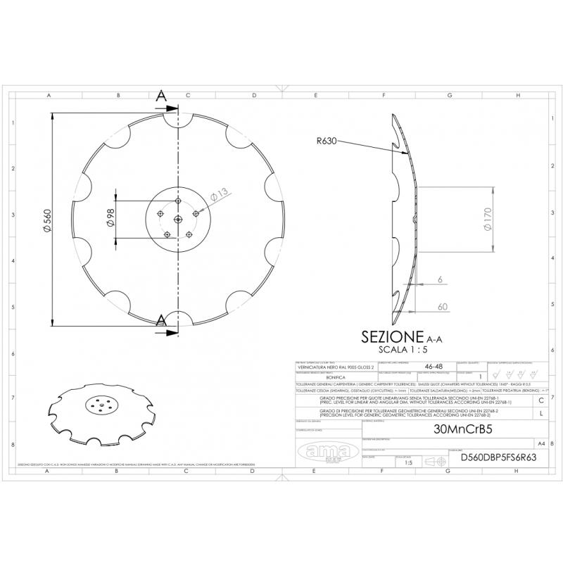 Talerz 560 pod piastę 5-otworową, grubość 6 mm-347619794