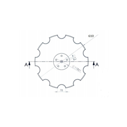 Talerz 610 pod piastę 5-otworową, grubość 5 mm-347618522