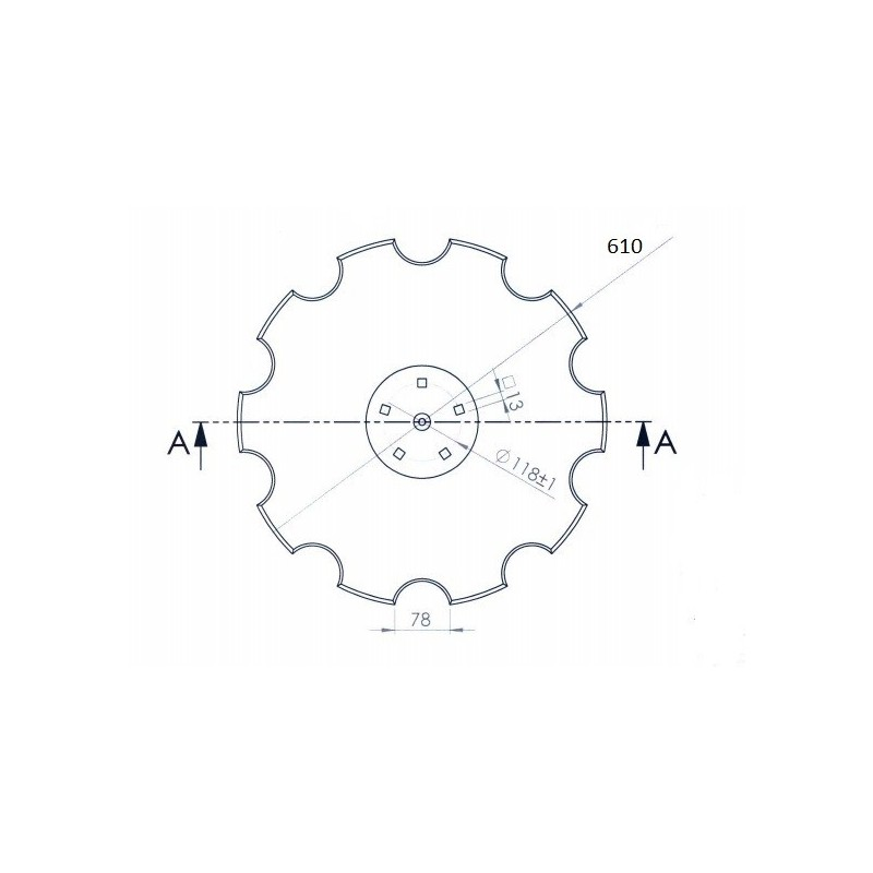Talerz 610 pod piastę 5-otworową, grubość 5 mm-347618522