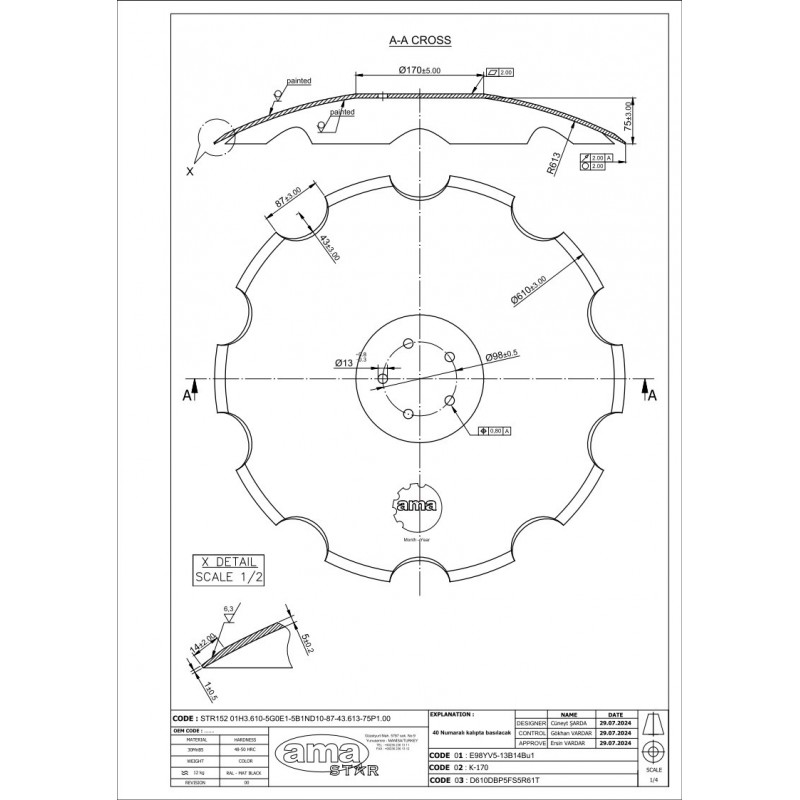 Talerz 610 pod piastę 5-otworową, grubość 5 mm-347620295