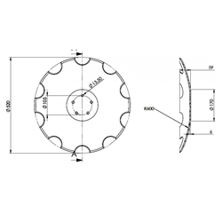 Talerz 520 pod piastę 5-otworową, grubość 6 mm-347615770