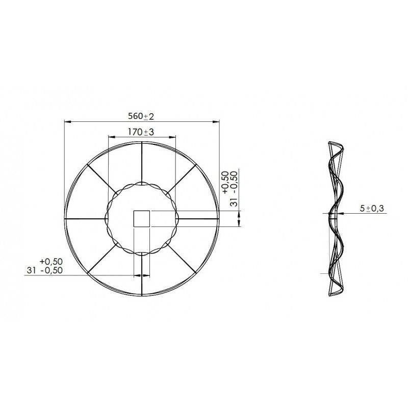 Talerz 560x5 Q.31 ONDULATO-FALISTY, TWIN DISC-347619800