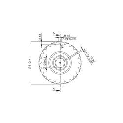 Talerz 510 drobnoząbkowany pod piastę 6-otworową,TYP P,  grubość 4 mm-347616904