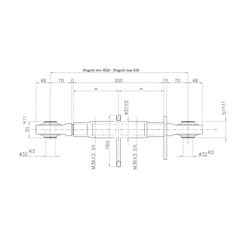 Łącznik centralny kat 3 450-610 mm gwint: 36x3-347616144