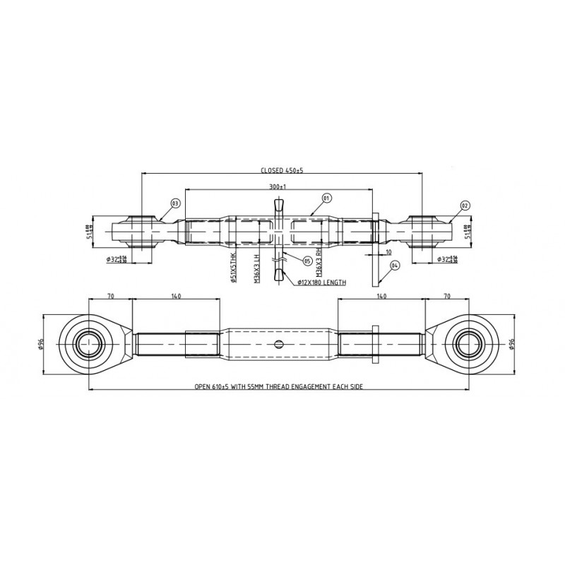 Łącznik centralny kat 3 450-610 mm gwint: 36x3-347616143