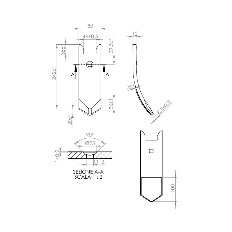Horsch, dłuto redliczki wzmocnione 80X12 -zamiennik 34060850-347616780