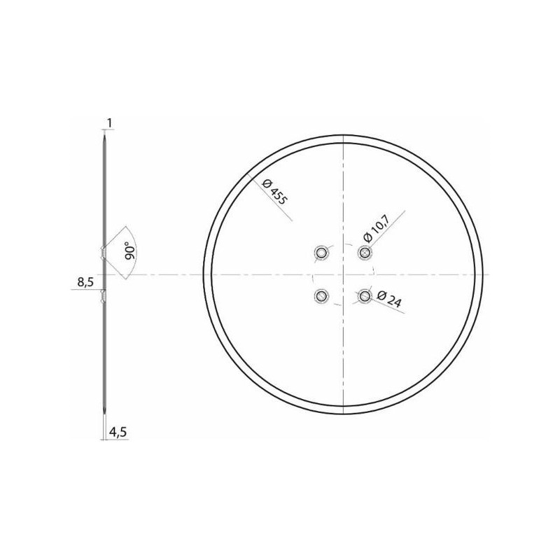 Talerz typu Kverneland, 455 mm, grubość 4,5 mm, 076406-347612878
