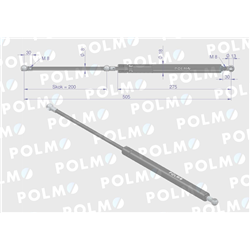 Siłownik szyby przedniej tylnej L max. 510mm 04357777P drzwi  DEUTZ POLMO-347878453