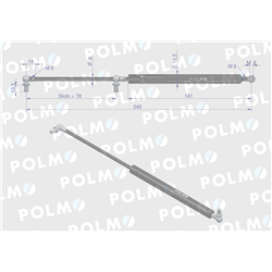 Siłownik szyby przedniej szyby drzwi L max. 240mm 04414158P CASE IH DEUTZ POLMO-347450053