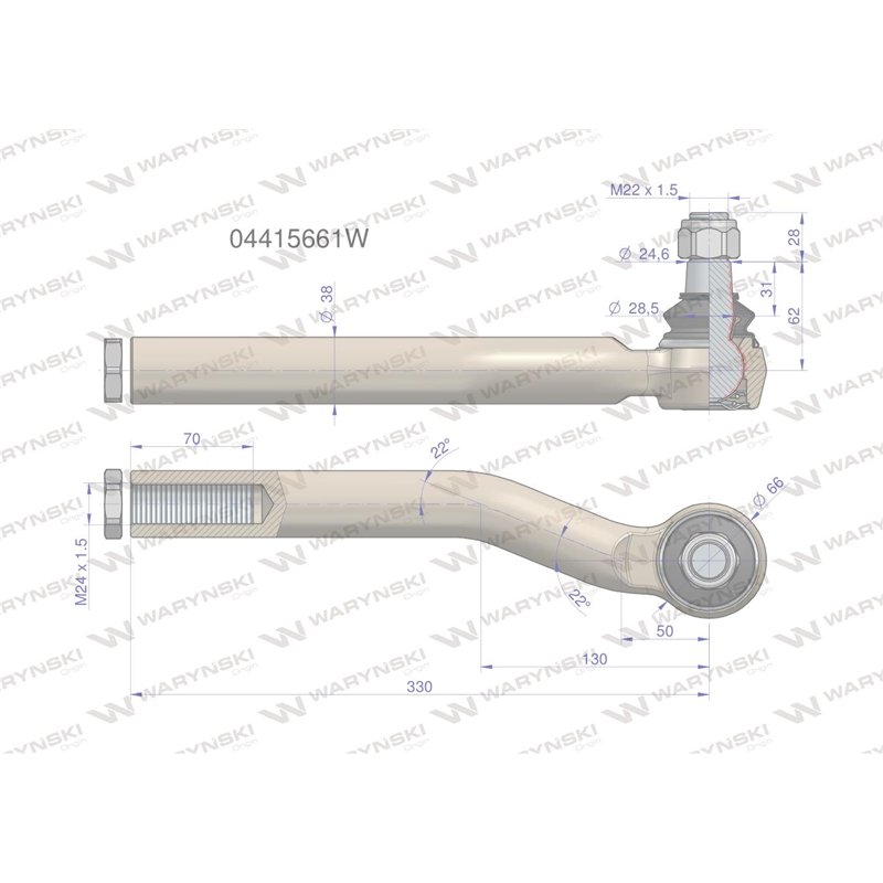 Przegub kierowniczy M24x1.5 04415661 WARYŃSKI-347455939