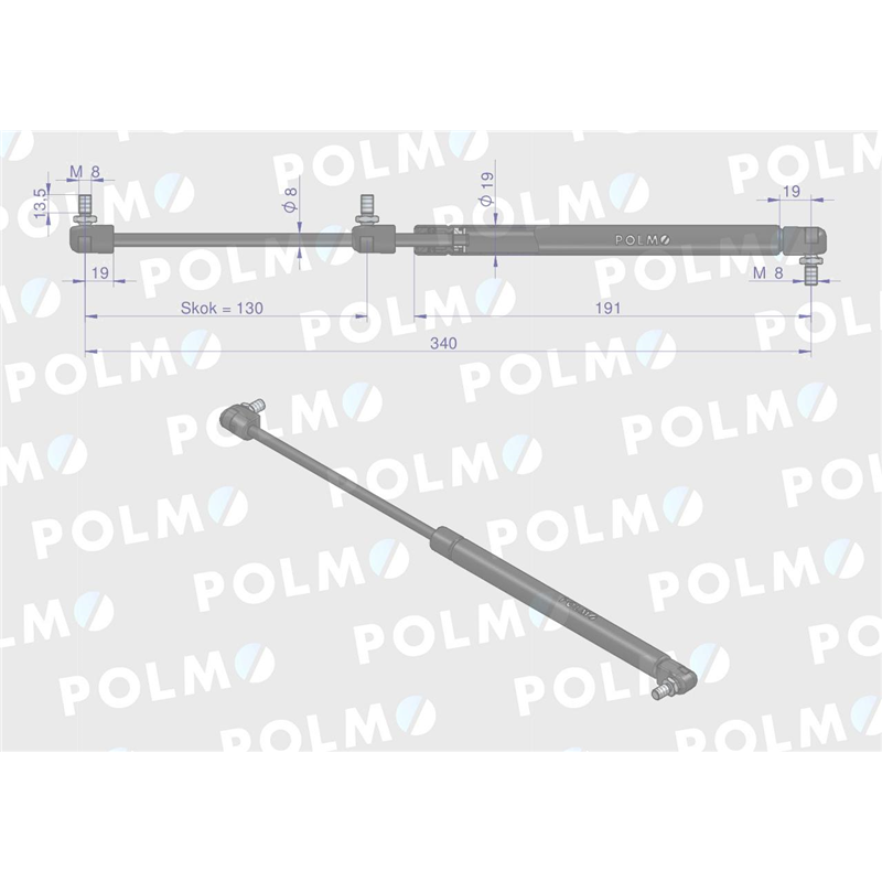 Siłownik szyby przedniej L max. 340mm 65499072 DIETEG POLMO-347451099