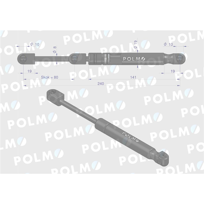 Siłownik tylnej szyby L max. 240mm 1284636C1P CASE IH POLMO-347450203