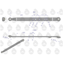 Cięgło dźwignia dolna (L-980mm) MF-255, 3512, 3514 MF3 ORYGINAŁ URSUS-347880685