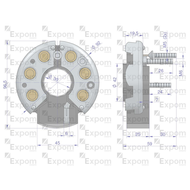 Prostownik Diody alternatora 16.905.254, 7017732M1 MF3 Nowy Typ EXPOM KWIDZYN eu-347457011